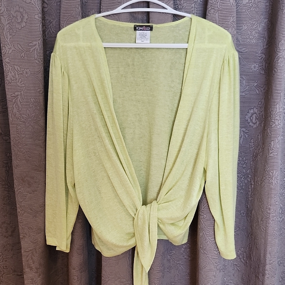 Kim & Co Lemon Lime Tie Front Shrug